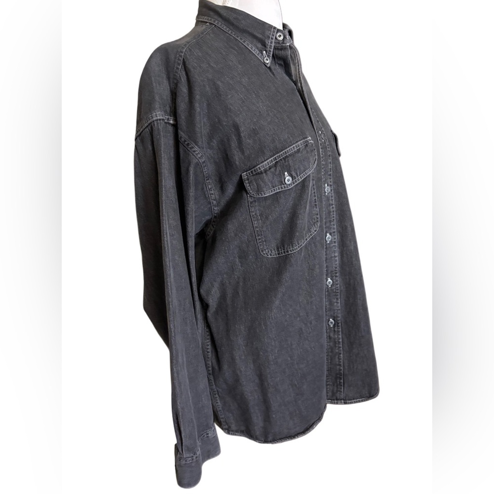 Geoffrey Beene Charcoal Denim Button-Up Shirt Size L - Picture 2 of 8